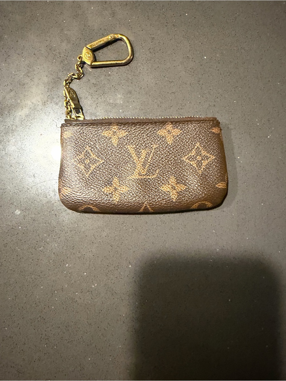 Louis Vuitton Monogram Key Pouch in Brown and Gold Hardware